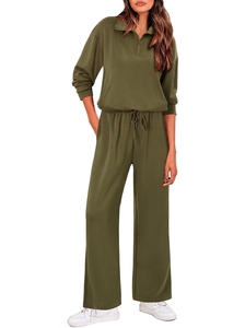 Women's 2 Piece <b>Knitted</b> <b>Set</b> Solid Color Long Sleeve Top With Drawstring Pants Casual Loose Fit All Seasons Wear - Product Image 2