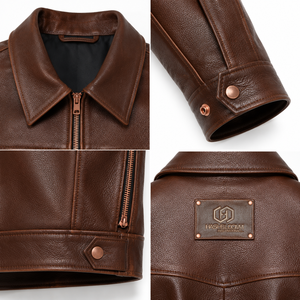 Chaqueta de Motociclista de Cuero de Oveja Grueso y Extra Grande para Hombre, Estilo Arquitectónico Tipo III, Prenda Exterior Holgada, Personalizada OEM - Product Image 4