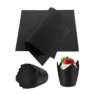 Forros Redondos Desechables de Papel Negro para Cupcakes, Papel Antigrasa para Envasado de Alimentos - Product Image 1
