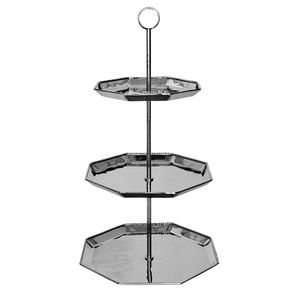 Elegante Bandeja de Servicio de 3 Niveles Hecha a Mano, Soporte para Pastel de Acero Inoxidable Martillado, Plato para Postres, Decoración Moderna para el Hogar y Servicio de Eventos - Product Image 1