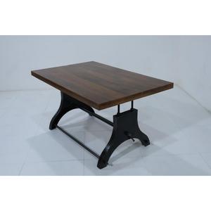 Mesa de Comedor Rectangular Industrial con Tablero de Nogal y Base de Metal Negro - Product Image 4