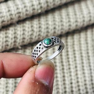Men's <b>Turquoise</b> Brass Geometric <b>Ring</b> Oxidized Silver Plated Lattice Tribal Wholesale <b>Ring</b> - Product Image 2