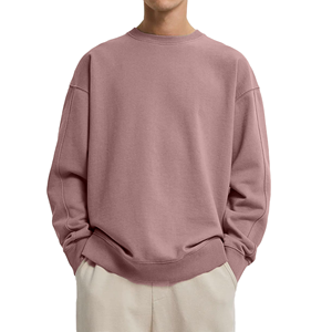 Oversized Crew Neck Sweatshirt Solid Color Knitted Cotton <b>Pullover</b> <b>Men</b> Casual Autumn Fit Regular Sleeve - Product Image 6