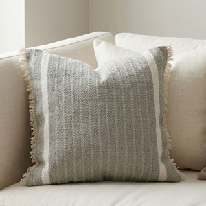 Ivory Handloom Woven Cushion Cover Textured Ribbed <b>Throw</b> <b>Pillow</b> Decorative Accent Cushion Minimalist Scandinavian Decor - Product Image 2