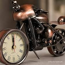 Vintage Royal Bullet Motor Bike with Antique <b>Clock</b>, Rustic Iron Metal - Product Image 3