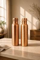 Bouteille d'eau en cuivre martelé de luxe, écologique, à coupe diamantée, 950 ml, 1 litre, en cuivre pur pour un stockage sain de l'eau