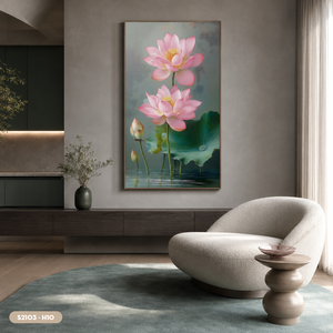 Pintura Tradicional de Flor de Loto en Seda de Alta Calidad, Pintada a Mano, Cuadro Decorativo para Pared, Regalo Hecho en Vietnam - Product Image 5