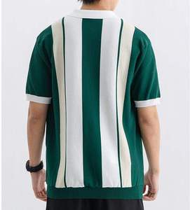 เสื้อโปโลถักผู้ชายสีเขียวขาวดำลายทางแนวตั้ง คอซิป ¼ ซิป รุ่น 2026 ทรงแอธเลติก พรีเมียม ลำลอง ชุดกีฬา HD - Product Image 5