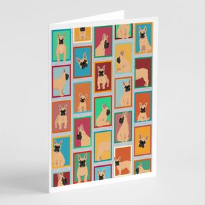 Lunatique A7 taille 5x7 cartes vierges paquet de 8 avec des enveloppes comportant beaucoup d'images de voeux de bouledogue français fauve - Product Image 1