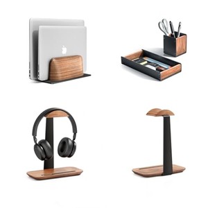 Handcrafted Walnut Wood Pen Stand with Marble Inlay - Wholesale Office Organizer - Product Image 6