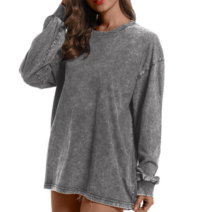 T-shirts pour femmes vintage au design unique, coupe ample, effet délavé, respirants, OEM, toutes saisons, logo personnalisé, séchage rapide, manches courtes - Product Image 2