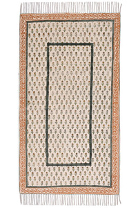 Green Cotton Block Printed Anti Slip Handmade Washable <b>Flat</b> Weave Dhurrie <b>Rug</b> for Living Room Bedroom Prayer Area - Product Image 3