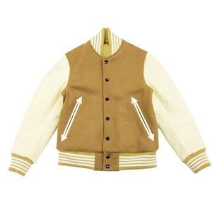 <b>Men's</b> Preppy Style Varsity <b>Jacket</b> Turn-down Collar Wool Polyester Autumn Wear Solid Color Button Closure Regular Fit - Product Image 1