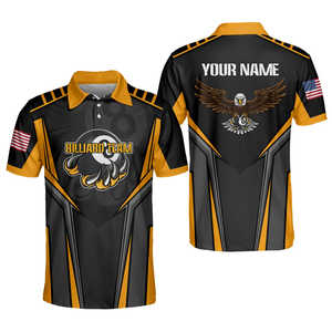 เสื้อบิลเลียดผู้ชาย FQ Custom ผ้าโพลีเอสเตอร์ 100% ระบายอากาศได้ดี เสื้อกีฬาแบบสั่งทำพิเศษ แขนสั้น - Product Image 1