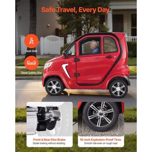 Scooter électrique à 4 roues fermé 4000W pour seniors et adultes, capacité 700lbs, 3 places, 45 pouces, en alliage d'aluminium, 15 mph - Product Image 4