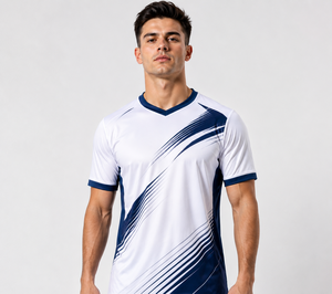 Camiseta de fútbol de calidad premium con nombre y número personalizados, tela transpirable de secado rápido para deportes de equipo y entrenamiento al aire libre. - Product Image 1