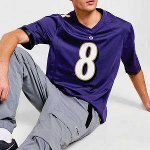 Camiseta de Fútbol Americano Personalizada para Hombre, a la Moda, de Malla, Manga Corta, Uniforme de Equipo, con Etiqueta Privada OEM Personalizada, Venta al Por Mayor - Product Image 5