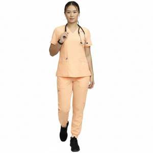 ชุดยูนิฟอร์มพยาบาลแบบสั่งทำ OEM ระบายอากาศได้ดี ชุดทำงานในโรงพยาบาลที่ใส่สบาย ออกแบบชุดสครับตามสั่ง - Product Image 4