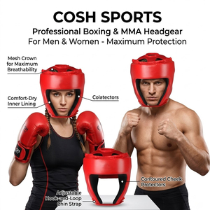Protector de Cabeza Profesional de Cuero para Boxeo, MMA, Kickboxing y Entrenamiento |   Equipo de Boxeo con Logotipo Personalizado - Product Image 4