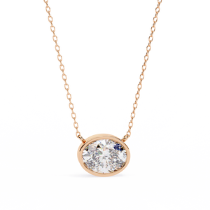 Colgante y Cadena con Diamante Ovalado Cultivado en Laboratorio D-E-F VVS-VS en Oro de 14K, Oro Rosa, Oro Blanco y Plata de Ley - Product Image 4