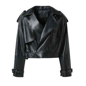 Veste en cuir à capuche pour femme, style décontracté, fermeture éclair, vêtements d'extérieur, fabrication en gros de vestes en cuir - Product Image 1