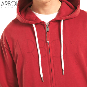 Sudadera con capucha de algodón polar roja, ligera y cómoda, con cremallera completa, de buena calidad, la más reciente, a precio de mayorista. - Product Image 5