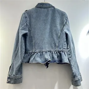 Women's Loose Heavy Embellished Denim <b>Jacket</b> <b>Short</b> Style Casual Fashion Outerwear Long Sleeve Streetwear Coat S to XXXL - Product Image 2