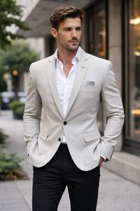 เสื้อเบลเซอร์ทรงเอไลน์ลำลองสำหรับผู้ชาย ทำจากผ้าขนสัตว์ แขนยาว แบบกลับด้านได้ กันน้ำ มีโลโก้ด้านหน้า ระบายอากาศได้ดี เป็นมิตรต่อสิ่งแวดล้อม - Product Image 3