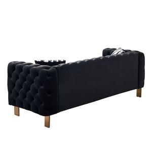Divano Chesterfield Moderno Trapuntato in Velluto Nero 84,25 W per Soggiorno - Product Image 4