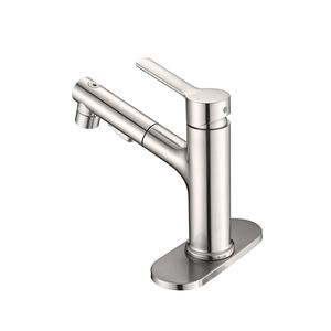 Rubinetto Moderno Monocomando per Lavabo Bagno con Doccetta Estraibile e Tappo Scarico a Scomparsa, Rubinetto Monocomando Moderno per Lavabo da Appoggio - Product Image 4