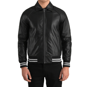 Veste en cuir varsity élégante pour homme Rahsal Industries, à capuche, respirante, coupe-vent, streetwear - Product Image 1