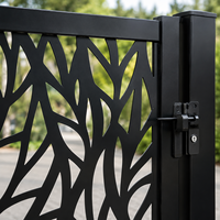 Portail de jardin moderne en aluminium galvanisé noir à motif de feuilles, 6 pieds, décoratif, découpé au laser, clôture de sécurité, imperméable