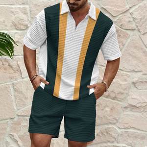 Ensemble T-shirt et Short Homme Sport Décontracté Col Polo Zippé Qualité Boutique Coupe Ample Respirant avec Cordon de Serrage pour l'Été - Product Image 6