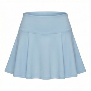 Jupe courte plissée taille haute pour femme, couleur unie, style sportif, tissu respirant en spandex et polyester, à porter toute l'année - Product Image 1