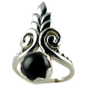 925 Sterling Silver Plant Design <b>Boho</b> <b>Ring</b> Handmade Black Onyx Unisex Size 4-13 US Fine Jewelry Christmas - Product Image 1