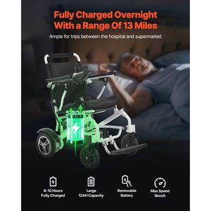 Silla de Ruedas Eléctrica Motorizada para Adultos, Plegable, Ligera, Capacidad de 300 lb, Alcance de 13 Millas, Rendimiento en Todo Tipo de Clima - Product Image 3