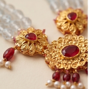 Parure de bijoux en perles bleues célestes, style vintage, plaqué or, pour mariée, ornée de diamants, or rose, élégante, cadeau de mariage - Product Image 3