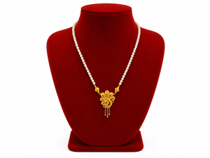 22K <b>Solid</b> <b>Gold</b> Floral Peacock <b>Pendant</b> Pearl Necklace for Women Handcrafted Fine Jewelry 916 Hallmarked <b>Gold</b> Ornament Gift - Product Image 1