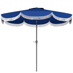 Ombrellone da Patio Blu Navy Elegante da 2,68 m con Protezione UPF 30+ e 8 Stecche, Ombrellone da Esterno/Spiaggia con Inclinazione a Pulsante - Product Image 2