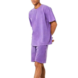 Men Acid Wash Summer Set Casual <b>Athletic</b> Outfit Featuring Lightweight Acid Washed T Shirt And Comfortable Shorts For Fitness - Product Image 3