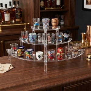 Large Portable Acrylic Tiered <b>Display</b> Stand with Transparent <b>Shelves</b>-Modern Retail Counter Top for for Business - Product Image 3
