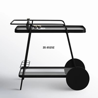Chariot de service rectangulaire moderne en métal, fait main, écologique, à quatre roues, idéal pour hôtels, restaurants, banquets et fêtes