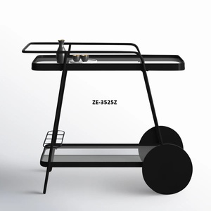 Premium Handmade Eco-Friendly Metal Hotel <b>Trolley</b> Modern Rectangle Serving Cart <b>Four</b> <b>Wheels</b> for Restaurant Banquet Party - Product Image 4