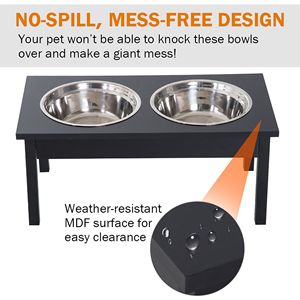 Ciotole per Cani in Legno Resistente da 23 Pollici, Stazione di Alimentazione Rialzata Nera per Animali Domestici - Product Image 4