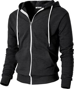 Sweat à capuche zippé orange pour homme, 100 % coton, couleur unie, coupe décontractée, molleton bouclette 300 g, anti-rétrécissement, respirant, idéal pour l'hiver - Product Image 5