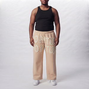 Pantalones de chándal para hombre, de talla grande, con bordado desgastado, casuales, 100% algodón, forro polar, holgados, con cordón en la cintura y pierna ancha - Product Image 6