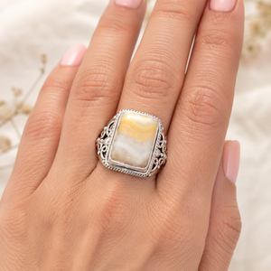 Pure 925 Sterling <b>Silver</b> Banded Agate Statement <b>Ring</b> Handmade Vintage Boho Gemstone <b>Ring</b> Women Jewelry Gift for her Unisex <b>Men</b> - Product Image 1