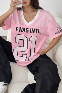 Camiseta de Fútbol Retro Rosa Personalizada de Moda, Uniforme Deportivo, Camisetas de Moda Urbana Y2K, Camiseta de Fútbol Americano - Product Image 4