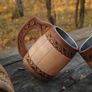 Jarra de Cerveza de Madera Estilo Vikingo, Taza Rústica para Cerveza, Té o Café, Hecha a Mano, Ecológica, Ideal para Regalo - Product Image 4