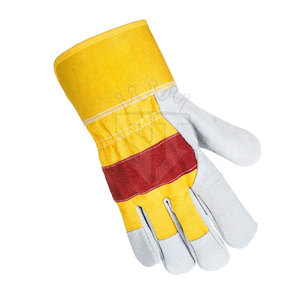 Genuine Leather Men's Heat Resistant Touchscreen Breathable Silicone-Free Safety <b>Gloves</b> Solid Color - Product Image 5